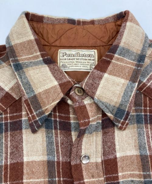 PENDLETON（ペンドルトン）PENDLETON (ペンドルトン) 70-80S　ウエスタンシャツ　ネルシャツ ブラウン×ホワイト サイズ:Lの古着・服飾アイテム