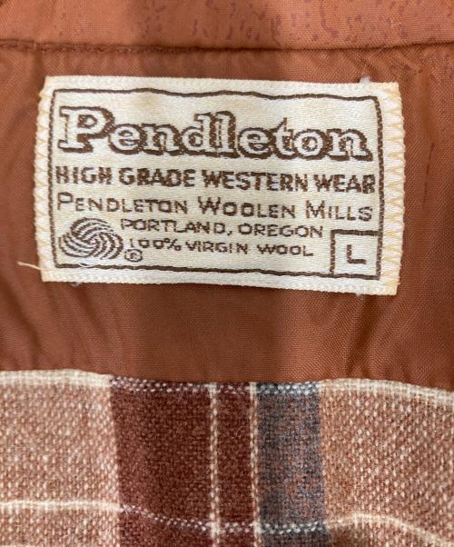 PENDLETON（ペンドルトン）PENDLETON (ペンドルトン) 70-80S　ウエスタンシャツ　ネルシャツ ブラウン×ホワイト サイズ:Lの古着・服飾アイテム