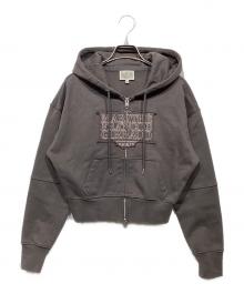 MARITHE+FRANCOIS GIRBAUD（マリテフランソワジルボー）の古着「W CLASSIC LOGO CROP HOODIE ZIPUP」｜グレー