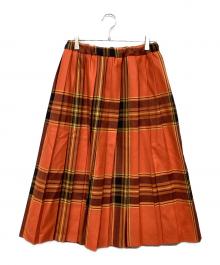 O'NEIL OF DUBLIN×charpentier de vaisseau（オニールオブダブリン×シャルパンティエ ドゥ ヴェッソ）の古着「チェックプリーツスカート」｜オレンジ