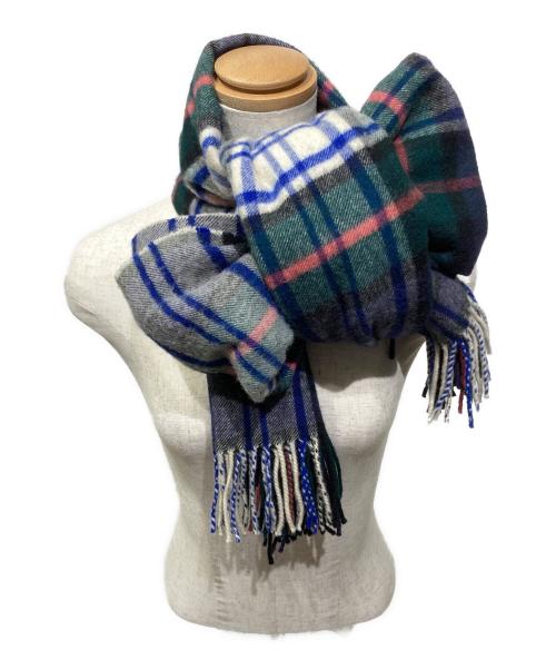 JOHNSTONS OF ELGIN（ジョンストンズオブエルガン）JOHNSTONS OF ELGIN (ジョンストンズオブエルガン) チェックカシミヤ大判ストール グリーンの古着・服飾アイテム