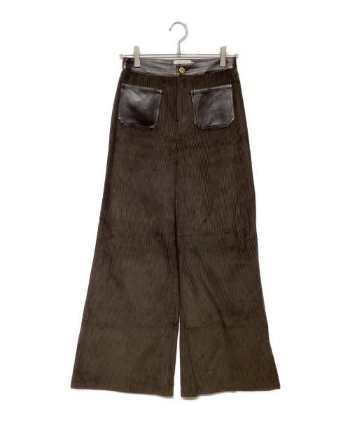 COACH（コーチ）COACH (コーチ) レザー切替コーデュロイパンツ ブラウン サイズ:2の古着・服飾アイテム