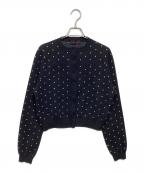 CABANキャバン）の古着「コットンカシミヤ ドットジャカードクルーネックカーディガン」｜ブラック