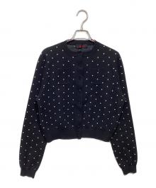 CABAN（キャバン）の古着「コットンカシミヤ ドットジャカードクルーネックカーディガン」｜ブラック