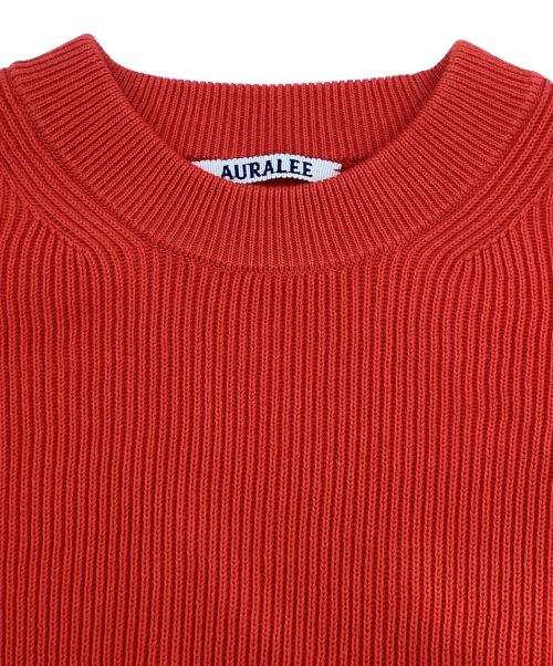 AURALEE（オーラリー）AURALEE (オーラリー) SUPER HARD TWIST RIB KNIT P/O オレンジの古着・服飾アイテム