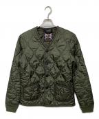 LAVENHAMラベンハム）の古着「キルティングノーカラージャケット　LVH-15-A102」｜オリーブ