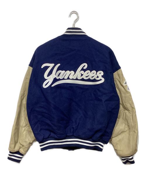 NIKE（ナイキ）NIKE (ナイキ) 袖レザースタジャン ネイビー×ベージュ サイズ:Mの古着・服飾アイテム