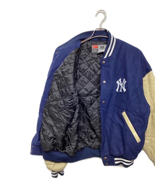 NIKE（ナイキ）NIKE (ナイキ) 袖レザースタジャン ネイビー×ベージュ サイズ:Mの古着・服飾アイテム