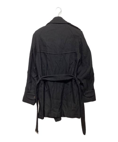 ANN DEMEULEMEESTER（アンドゥムルメステール）ANN DEMEULEMEESTER (アンドゥムルメステール) レーヨンウールトレンチコート ブラック サイズ:XXSの古着・服飾アイテム