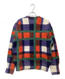 Coohem（コーヘン）の古着「OVER-PRINTED CHECK KNIT」｜マルチカラー