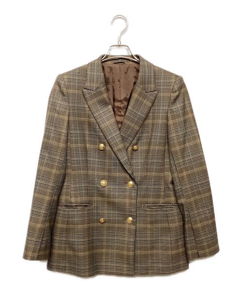 ANAYI（アナイ）ANAYI (アナイ) グレンチェックダブルジャケット ブラウン サイズ:38の古着・服飾アイテム