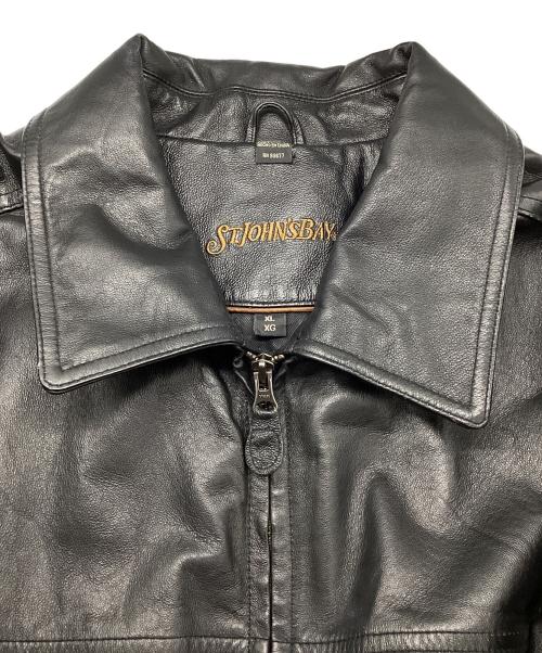 ST JOHN'S BAY（セントジョンズベイ）ST JOHN'S BAY (セントジョンズベイ) 裏キルティングレザージャケット ブラック サイズ:XLの古着・服飾アイテム