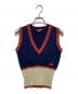 Vivienne Westwood RED LABEL（ヴィヴィアンウエストウッドレッドレーベル）の古着「Vネックノースリーブニット」｜ネイビー×ベージュ×レッド