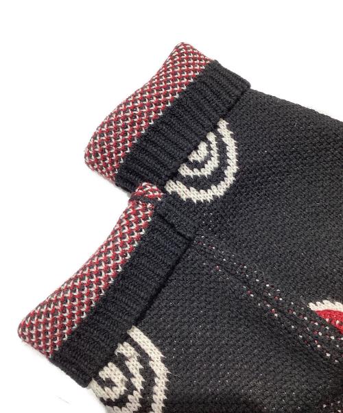 uniform experiment（ユニフォームエクスペリメント）uniform experiment (ユニフォームエクスペリメント) LOW-GAUGE INSPIRATION KNIT UE-252066 ブラック×レッド サイズ:FREEの古着・服飾アイテム