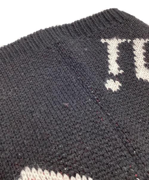 uniform experiment（ユニフォームエクスペリメント）uniform experiment (ユニフォームエクスペリメント) LOW-GAUGE INSPIRATION KNIT UE-252066 ブラック×レッド サイズ:FREEの古着・服飾アイテム