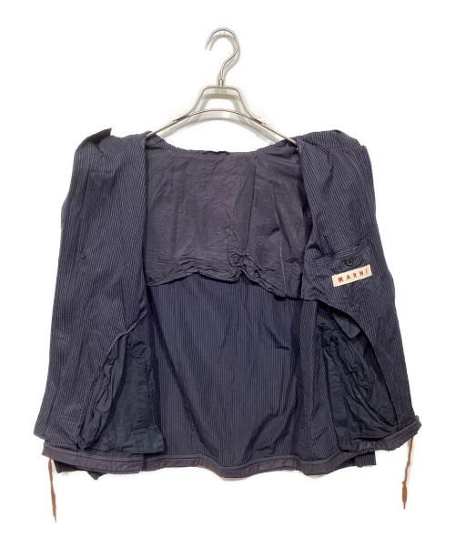 MARNI（マルニ）MARNI (マルニ) ストライプコットンジップジャケット ネイビー サイズ:48の古着・服飾アイテム