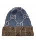 中古・古着 GUCCI (グッチ) GG Wool Hat　716585 3GAJY ネイビー×ブラウン サイズ:M：25000円