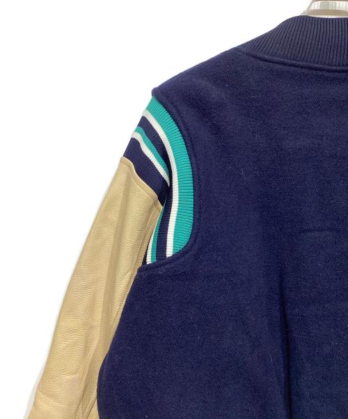Majestic（マジェスティック）Majestic (マジェスティック) 90ｓレザースタジャン ネイビー×ベージュ サイズ:Mの古着・服飾アイテム