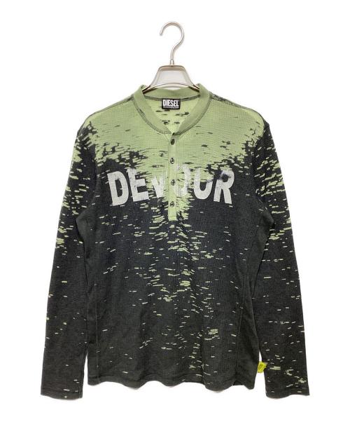 DIESEL（ディーゼル）DIESEL (ディーゼル) ヘンリーネックカットソー グリーン サイズ:Lの古着・服飾アイテム