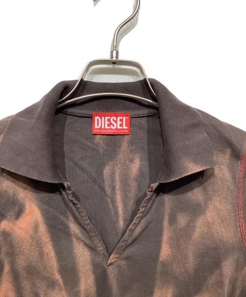 DIESEL（ディーゼル）DIESEL (ディーゼル) T-RIBS 襟付カットソー ブラウン サイズ:Sの古着・服飾アイテム