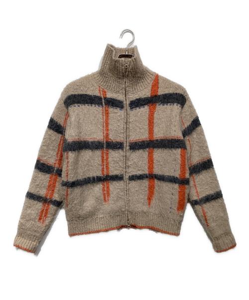 PAMM（パム）PAMM (パム) 透明な空気のチェックジップニットPM1335 ベージュ サイズ:2の古着・服飾アイテム
