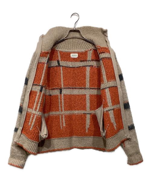 PAMM（パム）PAMM (パム) 透明な空気のチェックジップニットPM1335 ベージュ サイズ:2の古着・服飾アイテム