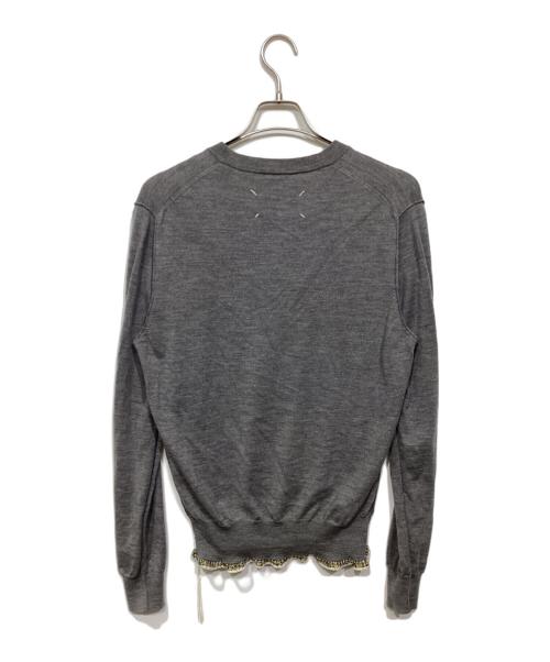 Maison Margiela（メゾンマルジェラ）Maison Margiela (メゾンマルジェラ) リブフリルVネックニット グレー サイズ:Mの古着・服飾アイテム
