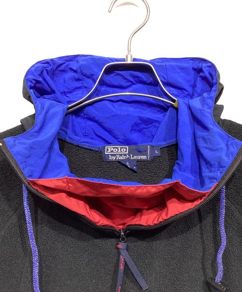 POLO RALPH LAUREN（ポロ・ラルフローレン）POLO RALPH LAUREN (ポロ・ラルフローレン) 90ｓ HI-TECH FLEECE HOODIE ブラック サイズ:Lの古着・服飾アイテム