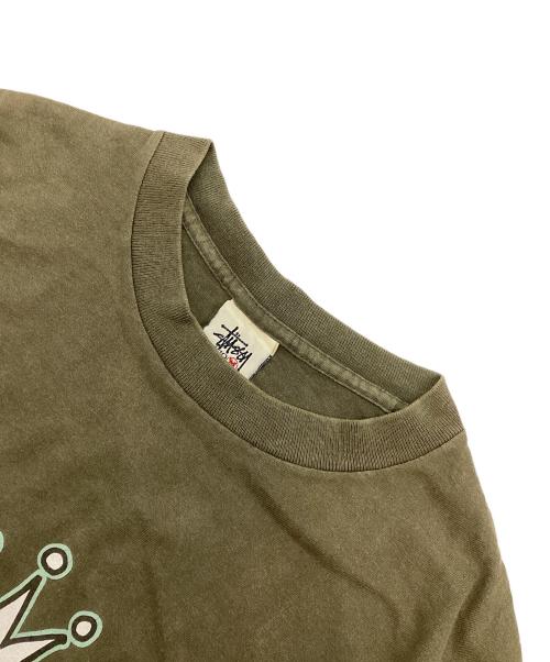 stussy（ステューシー）stussy (ステューシー) 90ｓ クラウンSロゴTシャツ オリーブ サイズ:Mの古着・服飾アイテム