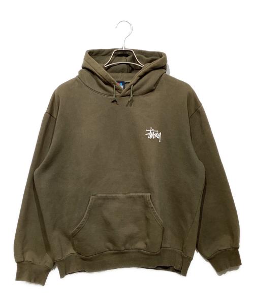 stussy（ステューシー）stussy (ステューシー) 90ｓ WORLD TOURプルオーバーパーカー オリーブ サイズ:Lの古着・服飾アイテム