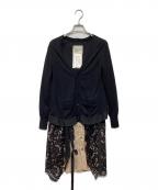 sacaiサカイ）の古着「カーディガンドッキングワンピース」｜ブラック×ベージュ