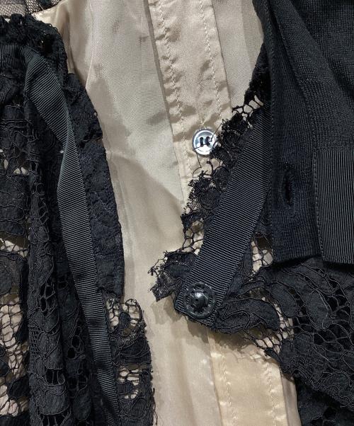 sacai（サカイ）sacai (サカイ) カーディガンドッキングワンピース ブラック×ベージュ サイズ:1の古着・服飾アイテム