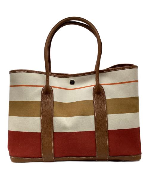 HERMES（エルメス）HERMES (エルメス) ガーデンパーティPM/トートバッグ エクリュ×ルージュベネチアン×ゴールドの古着・服飾アイテム