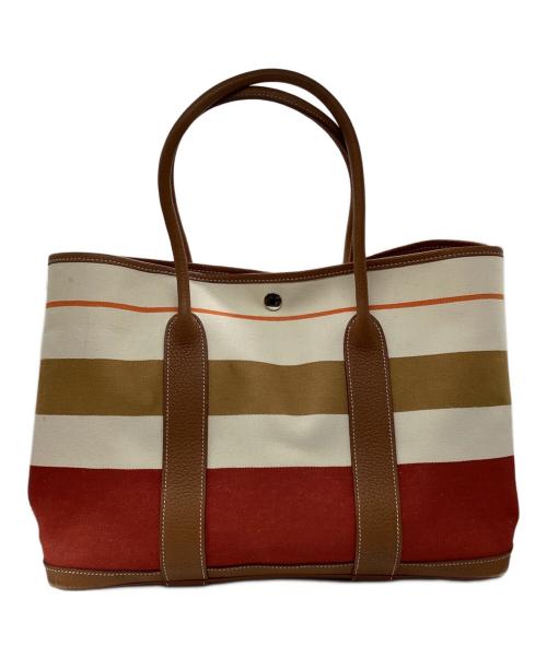 HERMES（エルメス）HERMES (エルメス) ガーデンパーティPM/トートバッグ エクリュ×ルージュベネチアン×ゴールドの古着・服飾アイテム