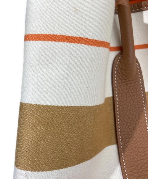 HERMES（エルメス）HERMES (エルメス) ガーデンパーティPM/トートバッグ エクリュ×ルージュベネチアン×ゴールドの古着・服飾アイテム