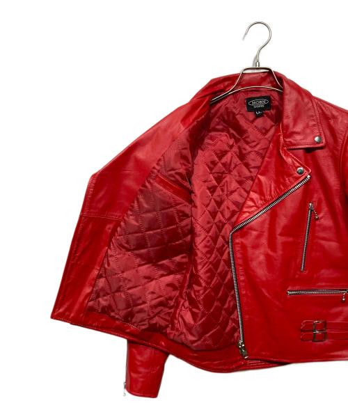 HORN WORKS（ホーンワークス）HORN WORKS (ホーンワークス) バッファローレザー　ライダースジャケット レッド サイズ:LLの古着・服飾アイテム