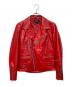 HORN WORKS（ホーンワークス）の古着「バッファローレザー　ライダースジャケット」｜レッド