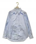 MM6 Maison Margielaエムエムシックスメゾンマルジェラ）の古着「カットスリーブシャツ」｜ブルー