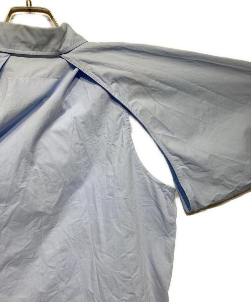 MM6 Maison Margiela（エムエムシックスメゾンマルジェラ）MM6 Maison Margiela (エムエムシックスメゾンマルジェラ) カットスリーブシャツ ブルー サイズ:38の古着・服飾アイテム