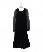 KASTANEカスタネ）の古着「ベロアスタッズワンピース」｜ブラック