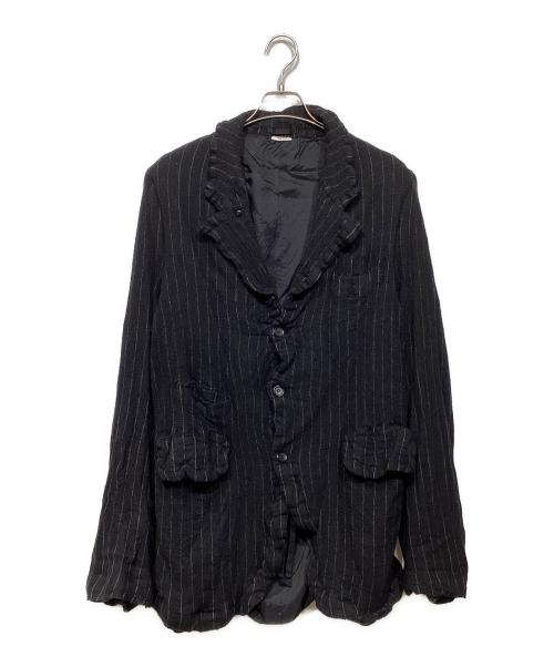 COMME des GARCONS HOMME DEUX（コムデギャルソン オム ドゥ）COMME des GARCONS HOMME DEUX (コムデギャルソン オム ドゥ) 縮絨ストライプジャケット　AD2023  ブラック サイズ:Lの古着・服飾アイテム