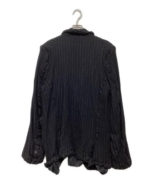 COMME des GARCONS HOMME DEUX（コムデギャルソン オム ドゥ）COMME des GARCONS HOMME DEUX (コムデギャルソン オム ドゥ) 縮絨ストライプジャケット　AD2023  ブラック サイズ:Lの古着・服飾アイテム