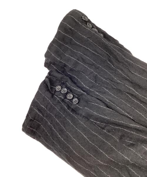 COMME des GARCONS HOMME DEUX（コムデギャルソン オム ドゥ）COMME des GARCONS HOMME DEUX (コムデギャルソン オム ドゥ) 縮絨ストライプジャケット　AD2023  ブラック サイズ:Lの古着・服飾アイテム