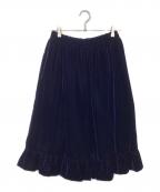 COMME des GARCONS GIRLコムデギャルソンガール）の古着「ベロア 裾フリル ロングイージースカート」｜ネイビー