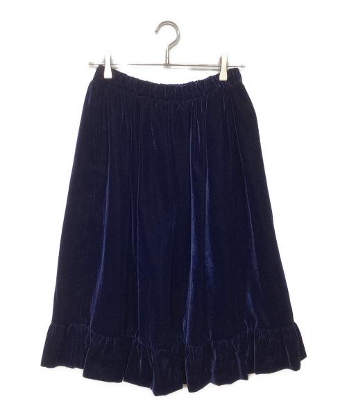 COMME des GARCONS GIRL（コムデギャルソンガール）COMME des GARCONS GIRL (コムデギャルソンガール) ベロア 裾フリル ロングイージースカート ネイビー サイズ:XSの古着・服飾アイテム