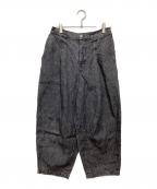 nest Robeネストローブ）の古着「リネンブラックデニムカーヴィーパンツ」｜グレー