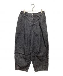 nest Robe（ネストローブ）の古着「リネンブラックデニムカーヴィーパンツ」｜グレー