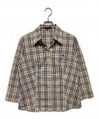 BURBERRY LONDONバーバリーロンドン）の古着「七分袖 ノバチェックシャツ　FEA03-017」｜ベージュ×ブラック