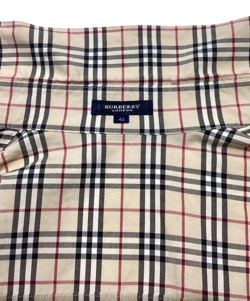 BURBERRY LONDON（バーバリーロンドン）BURBERRY LONDON (バーバリーロンドン) 七分袖 ノバチェックシャツ　FEA03-017 ベージュ×ブラック サイズ:42の古着・服飾アイテム