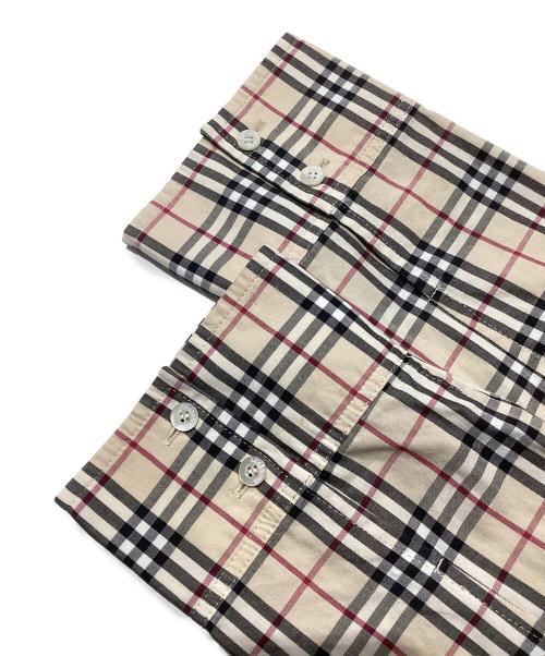 BURBERRY LONDON（バーバリーロンドン）BURBERRY LONDON (バーバリーロンドン) 七分袖 ノバチェックシャツ　FEA03-017 ベージュ×ブラック サイズ:42の古着・服飾アイテム
